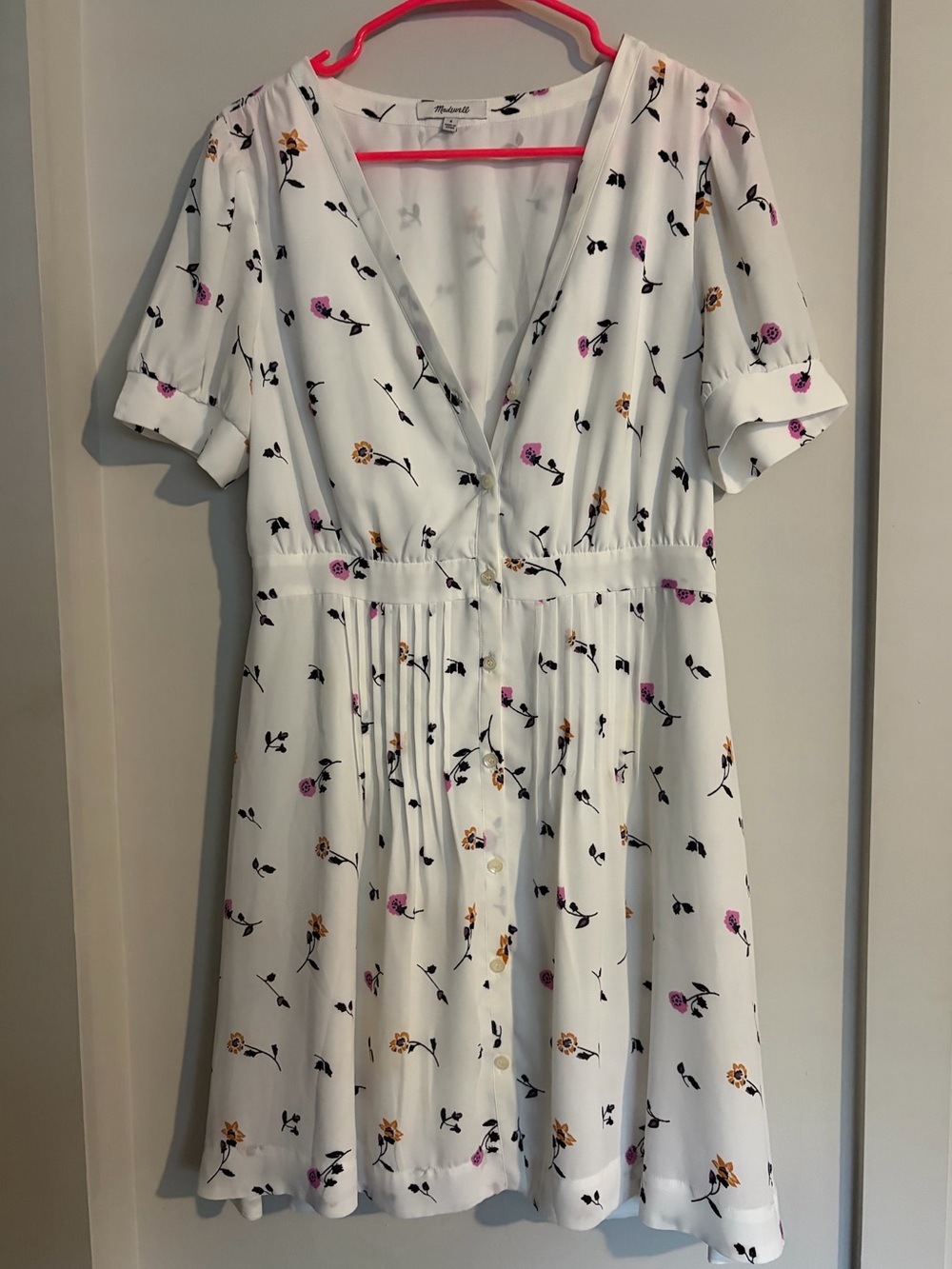 Madewell Women's White Floral Button-Front Dress